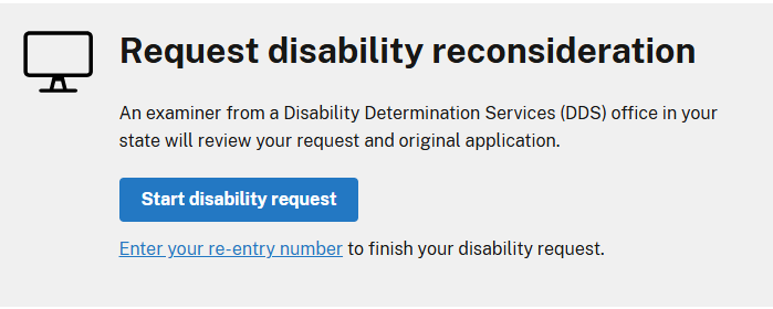 Request disability reconsideration